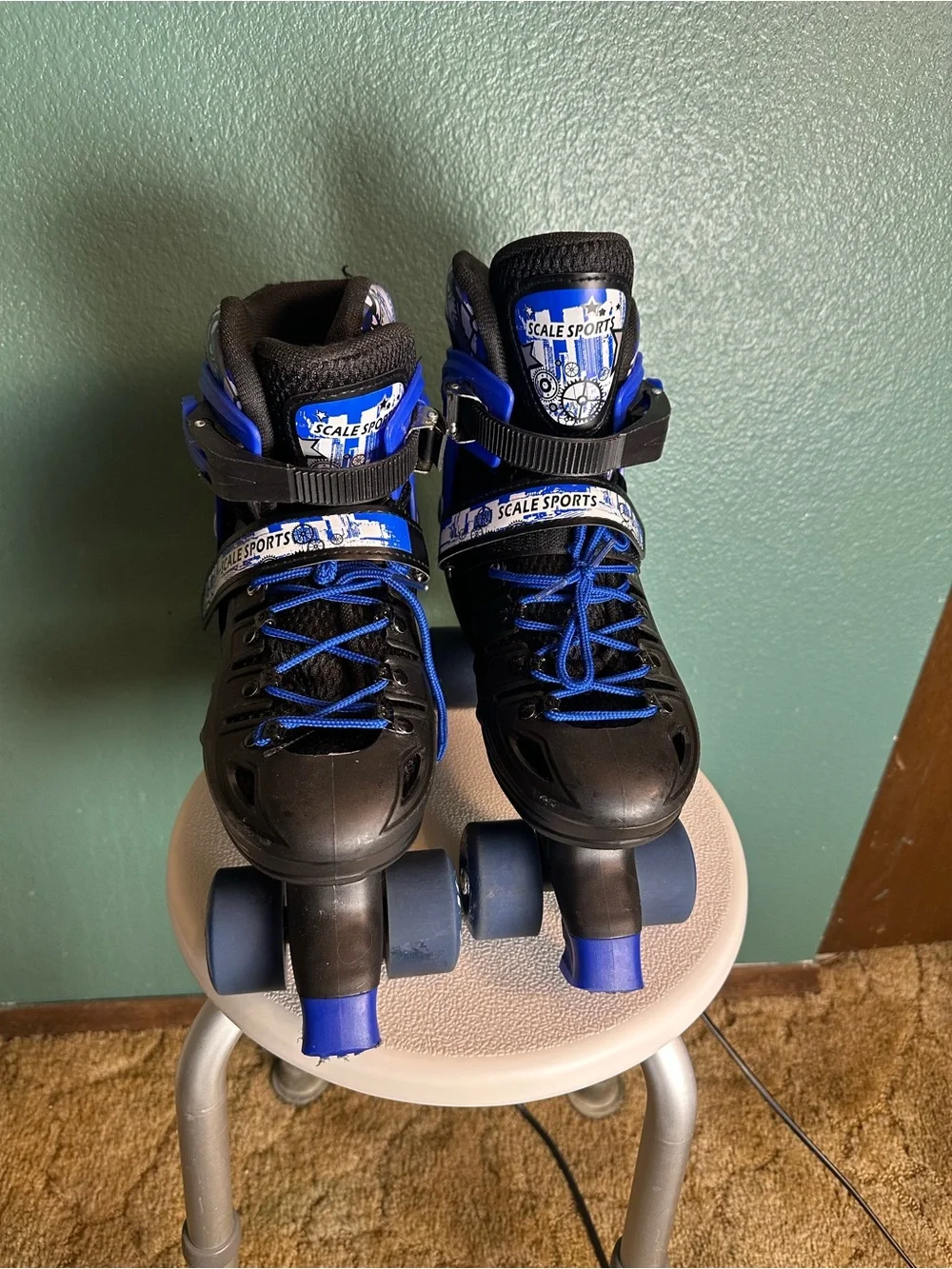 Kids' Black and Blue Quad Roller Skates